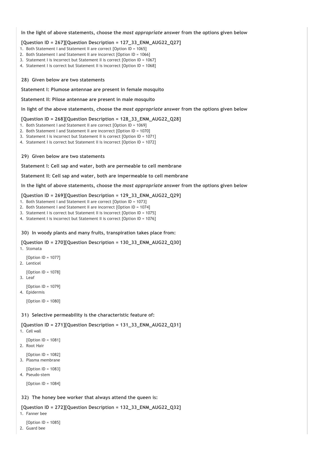 ICAR AIEEA PG 2022 ENTOMOLOGY AND NEMATOLOGY Question Paper - Page 6
