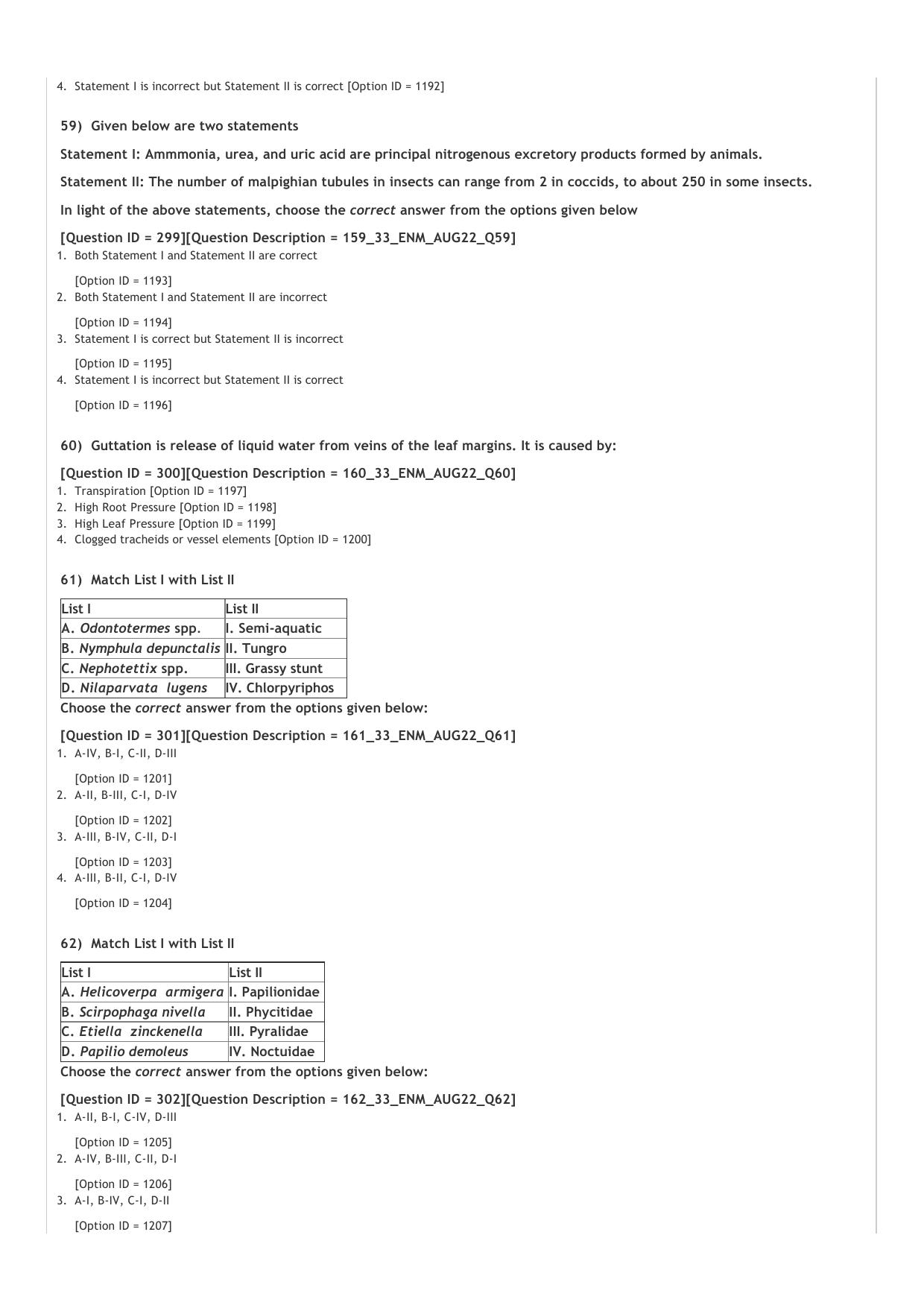 ICAR AIEEA PG 2022 ENTOMOLOGY AND NEMATOLOGY Question Paper - Page 12