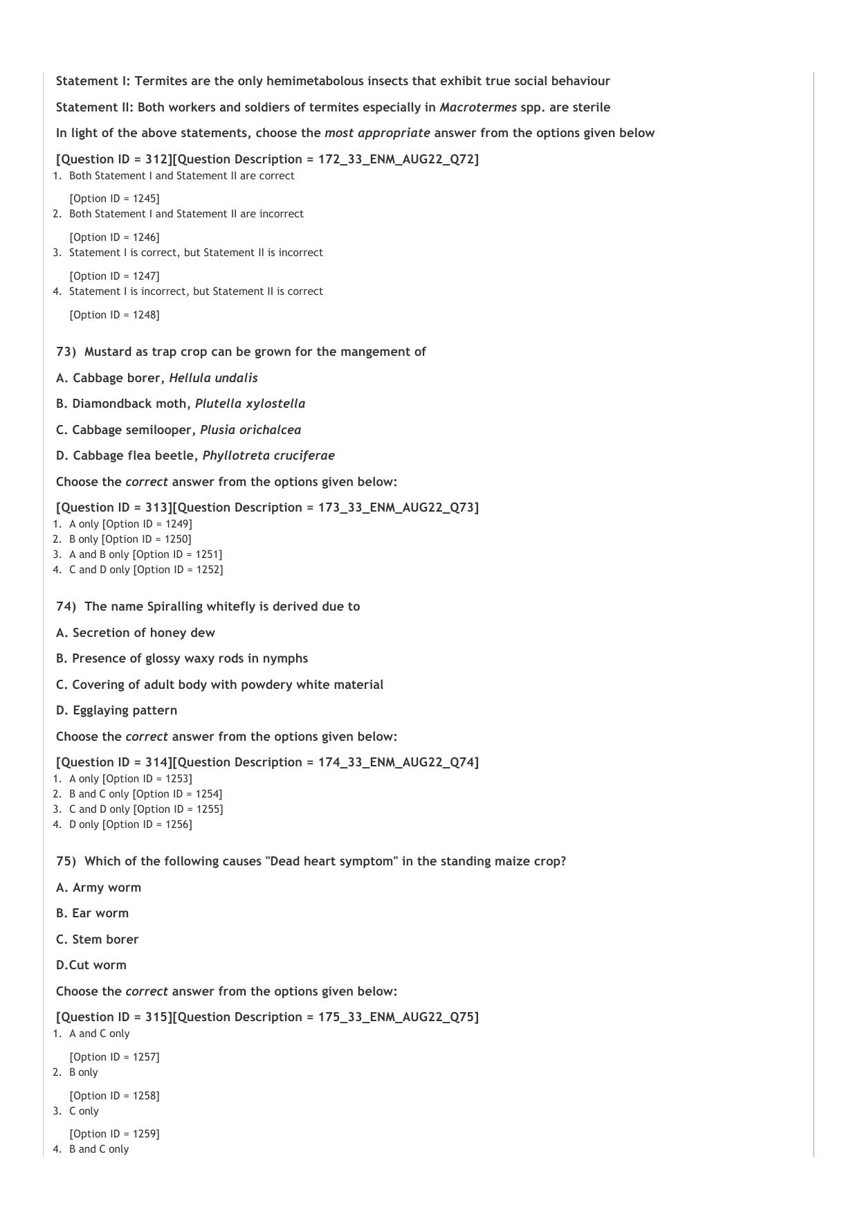 ICAR AIEEA PG 2022 ENTOMOLOGY AND NEMATOLOGY Question Paper - Page 15