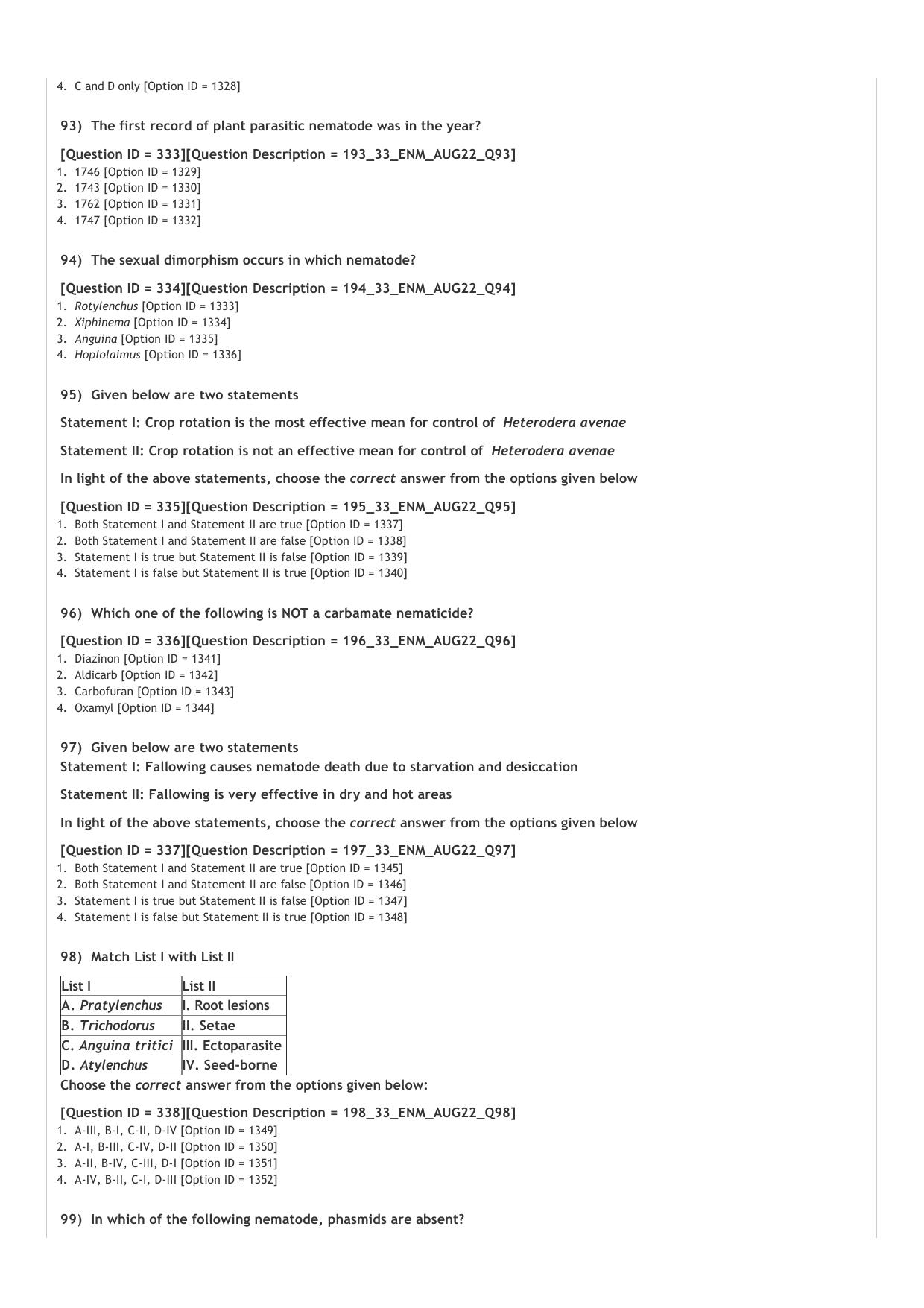 ICAR AIEEA PG 2022 ENTOMOLOGY AND NEMATOLOGY Question Paper - Page 20