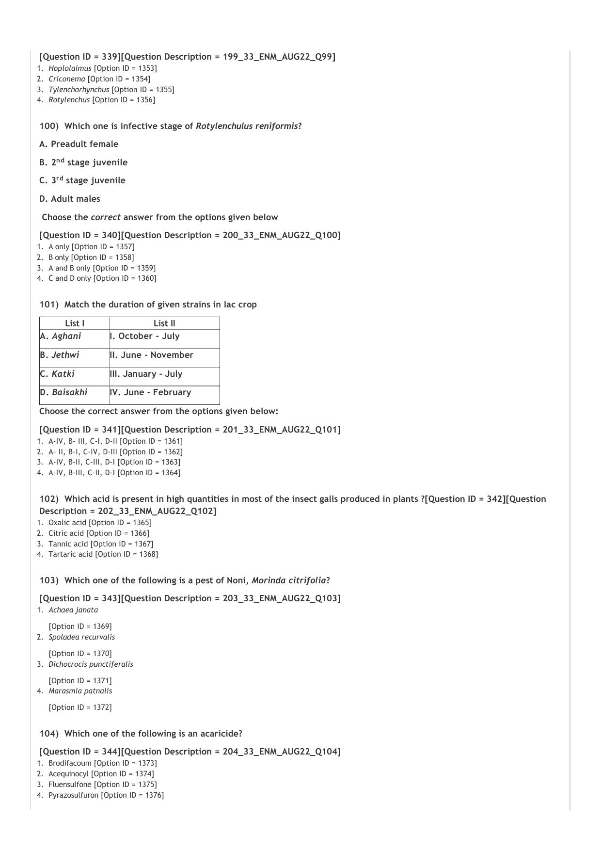ICAR AIEEA PG 2022 ENTOMOLOGY AND NEMATOLOGY Question Paper - Page 21