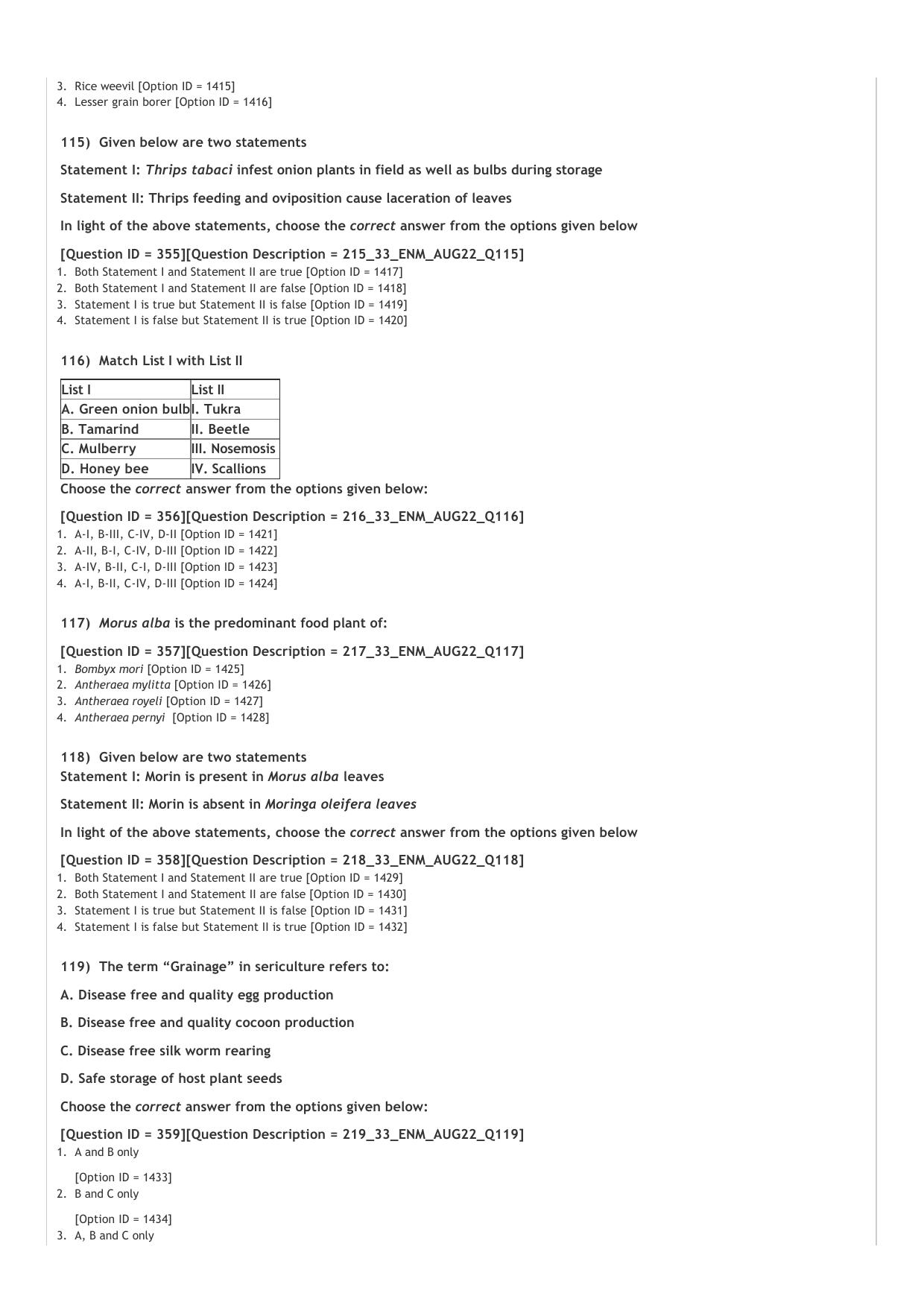 ICAR AIEEA PG 2022 ENTOMOLOGY AND NEMATOLOGY Question Paper - Page 24
