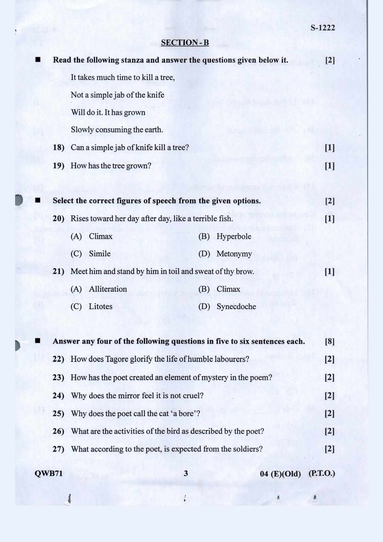 Gujarat Board Class 10th English F.L. Old May 2021 Question Paper - Page 3