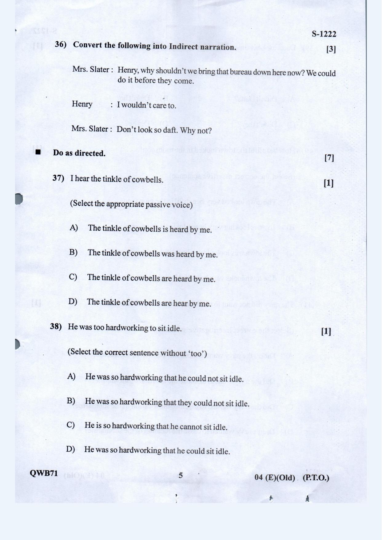 Gujarat Board Class 10th English F.L. Old May 2021 Question Paper - Page 5