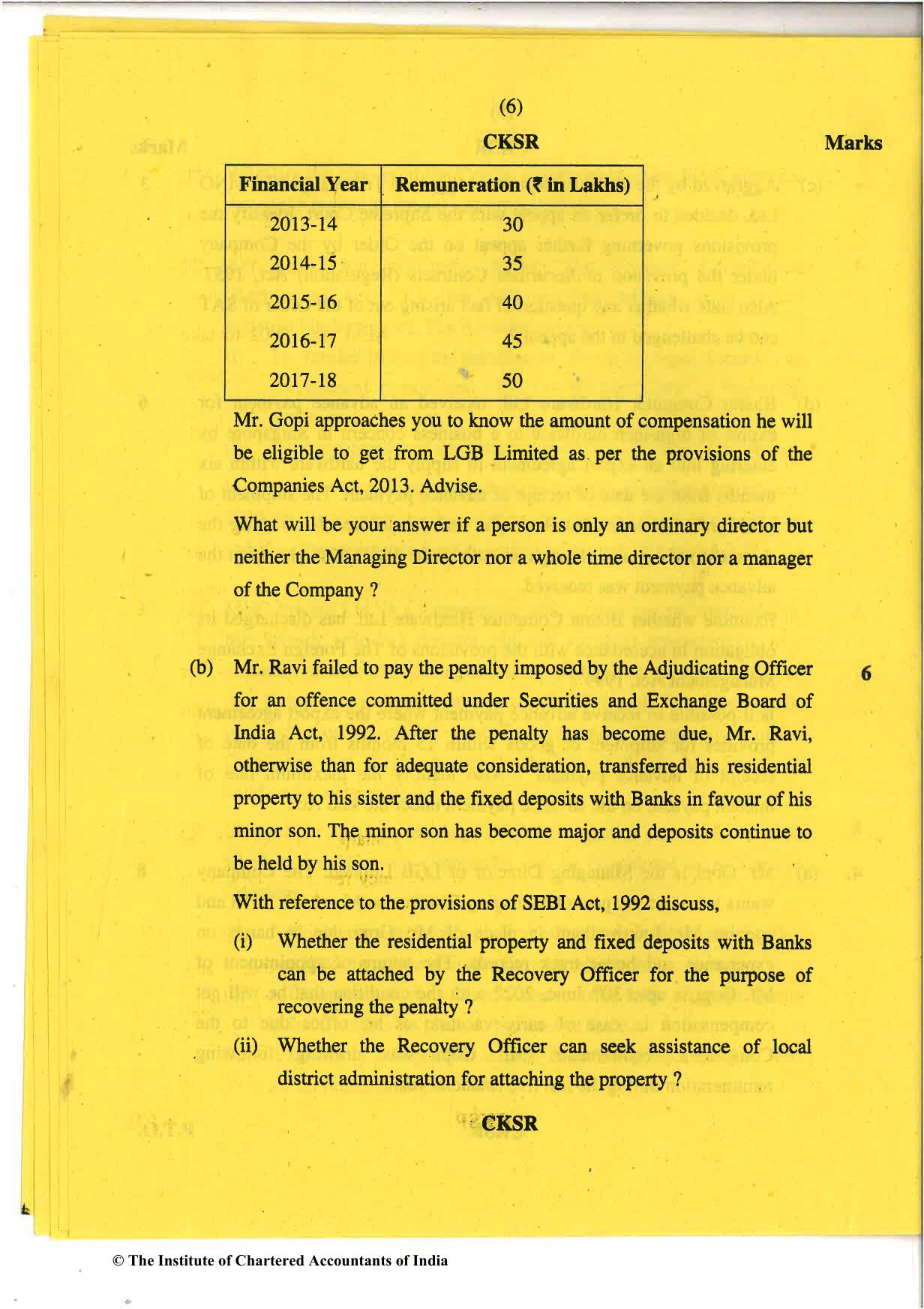 CA Final Nov 2018 Question Paper - Paper 4 – Corporate & Economic Laws - Page 6