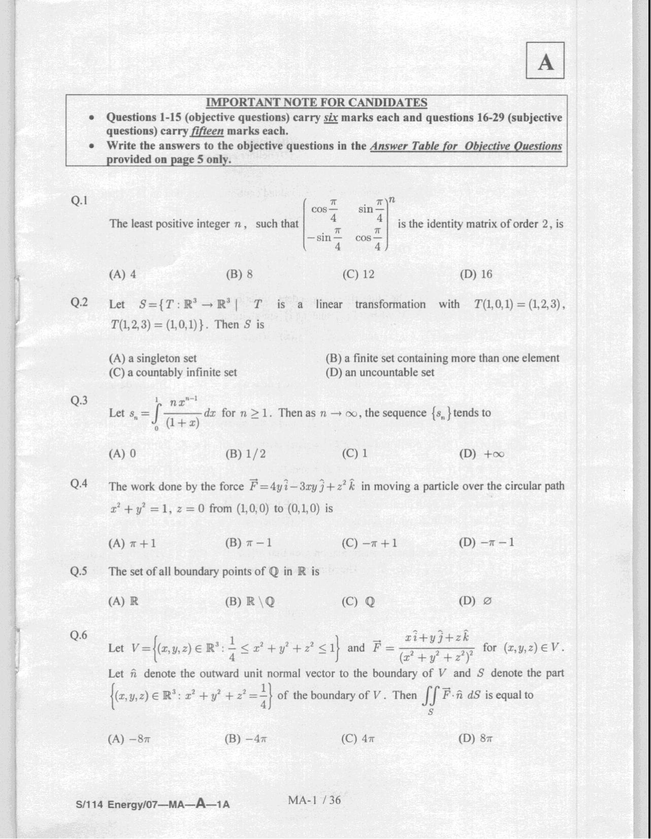JAM 2008: MA Question Paper - Page 3