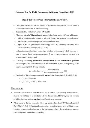 TIFR GS Science Education Sample Papers with Answer Key