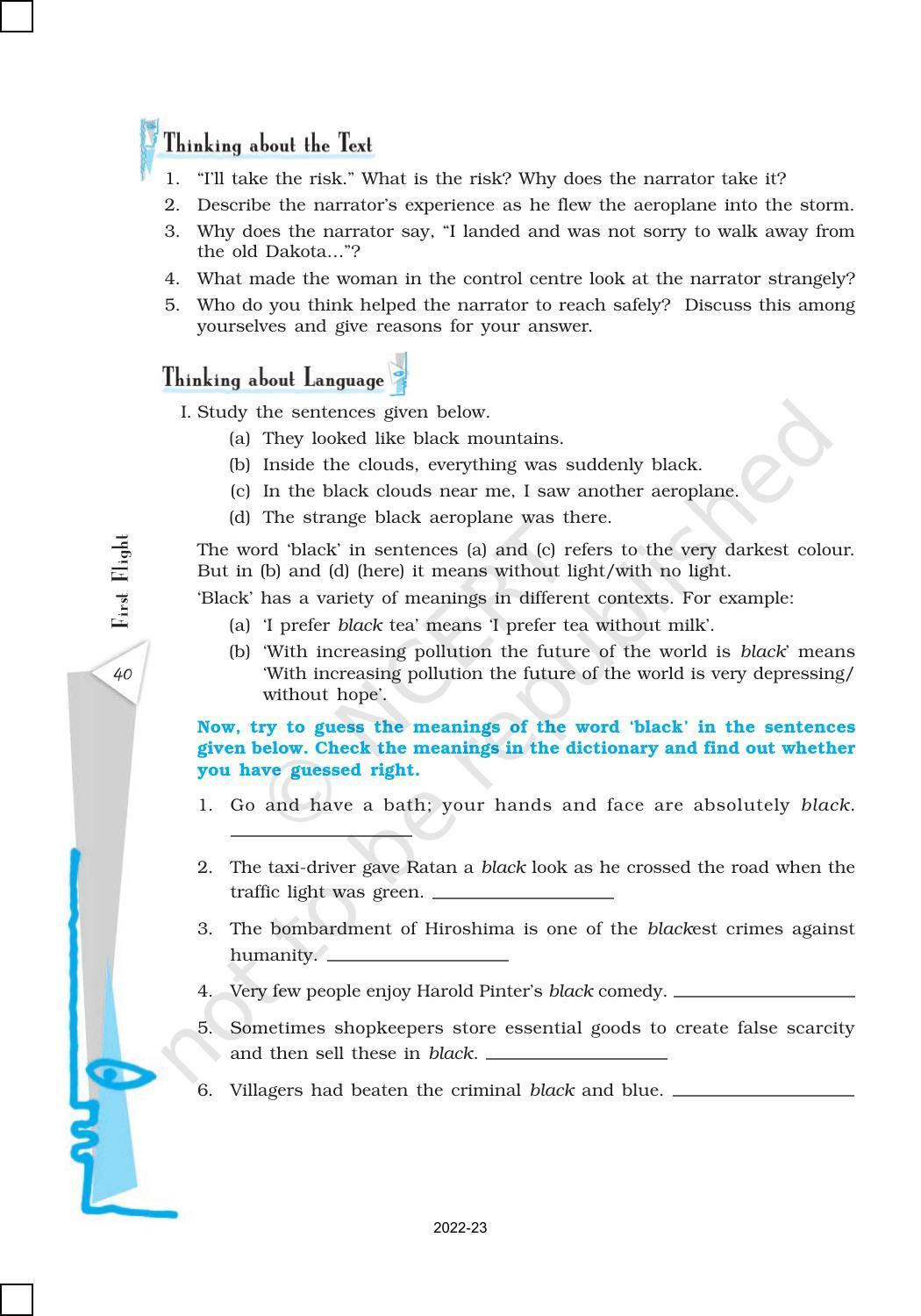 NCERT Book for Class 10 English (First Flight) Chapter 3 Two Stories about Flying - Page 9