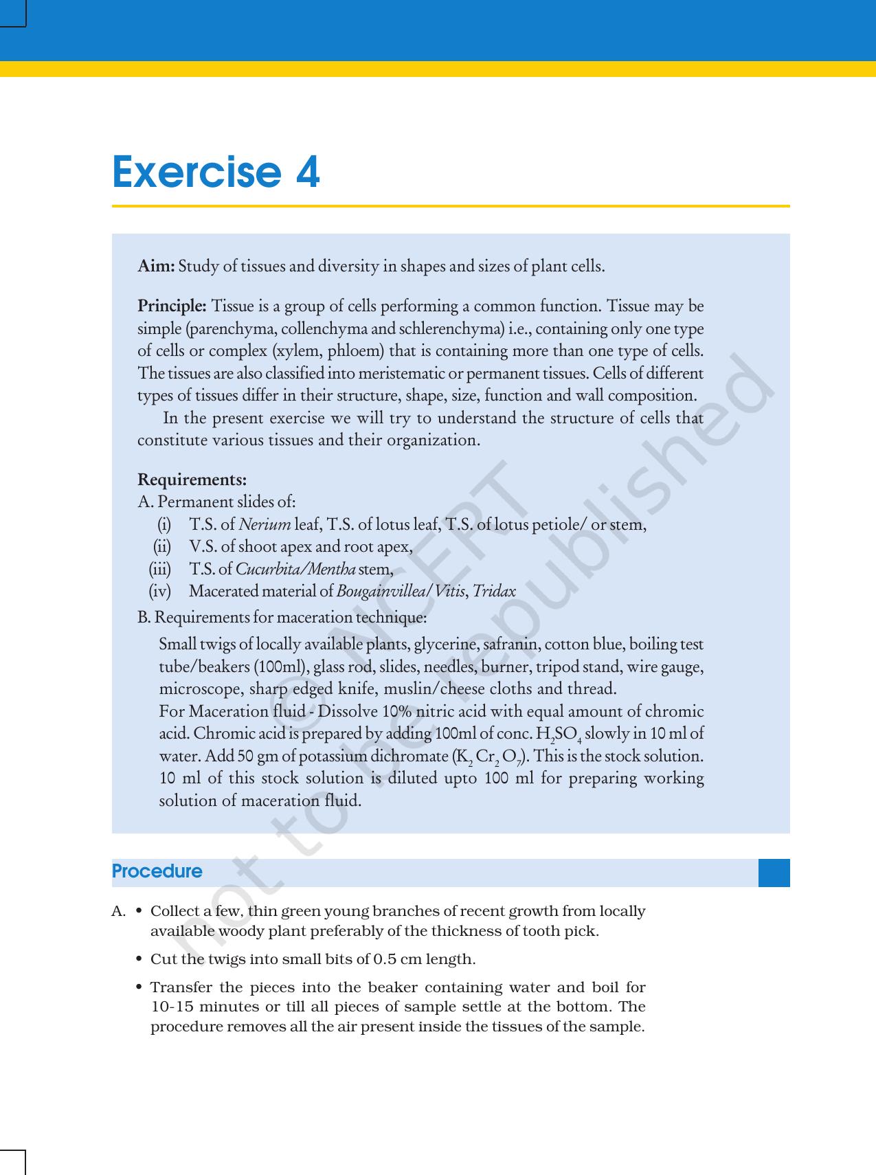 NCERT Laboratory Manuals for Class XI Biology - Exercise 4 - Page 1