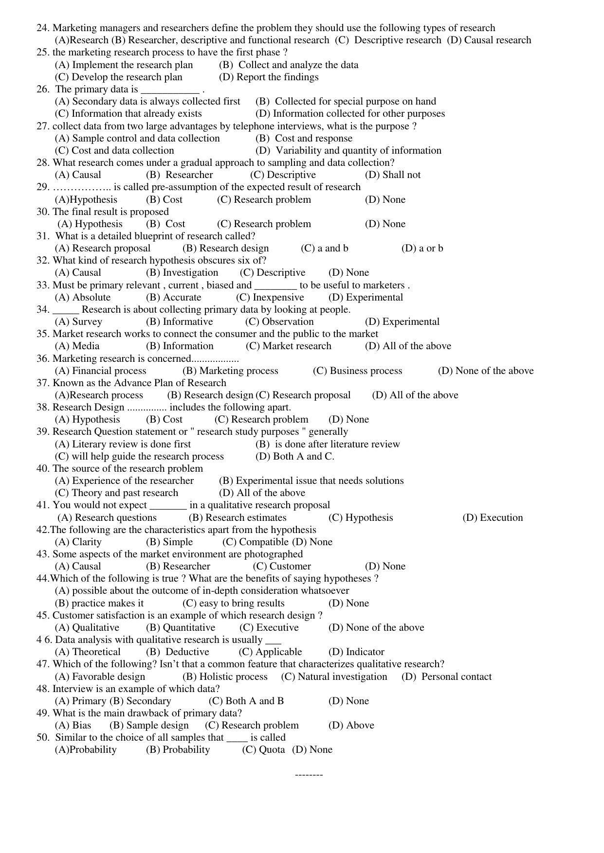 Hemchand North Gujarat University Sample Paper July-Sept 2021: M.Com Sem – III Marketing Research Paper Code : 3808 (New Course) - Page 5
