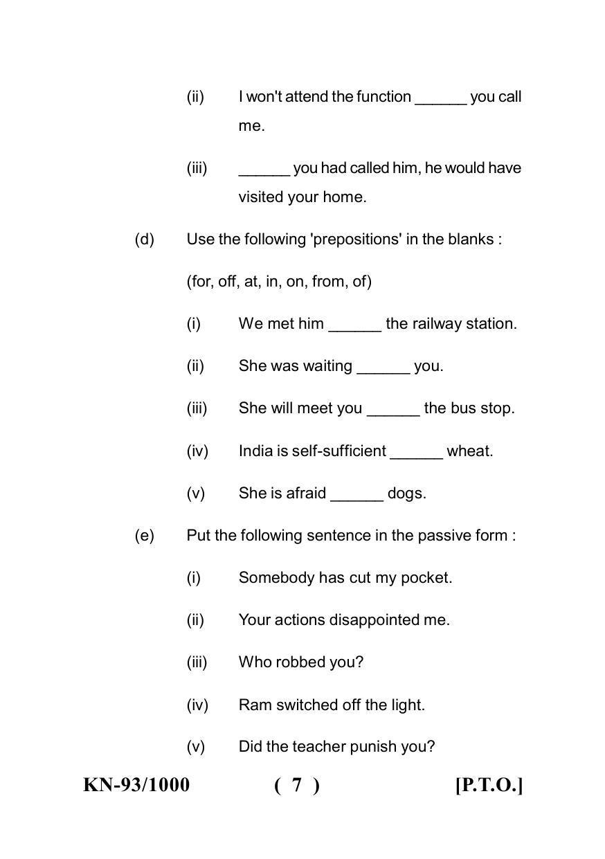 Sarguja University Question Paper - 2022 : B.A. Part Three (10+2+3) 3 Y DC F.C. :English Language Paper I - Page 7