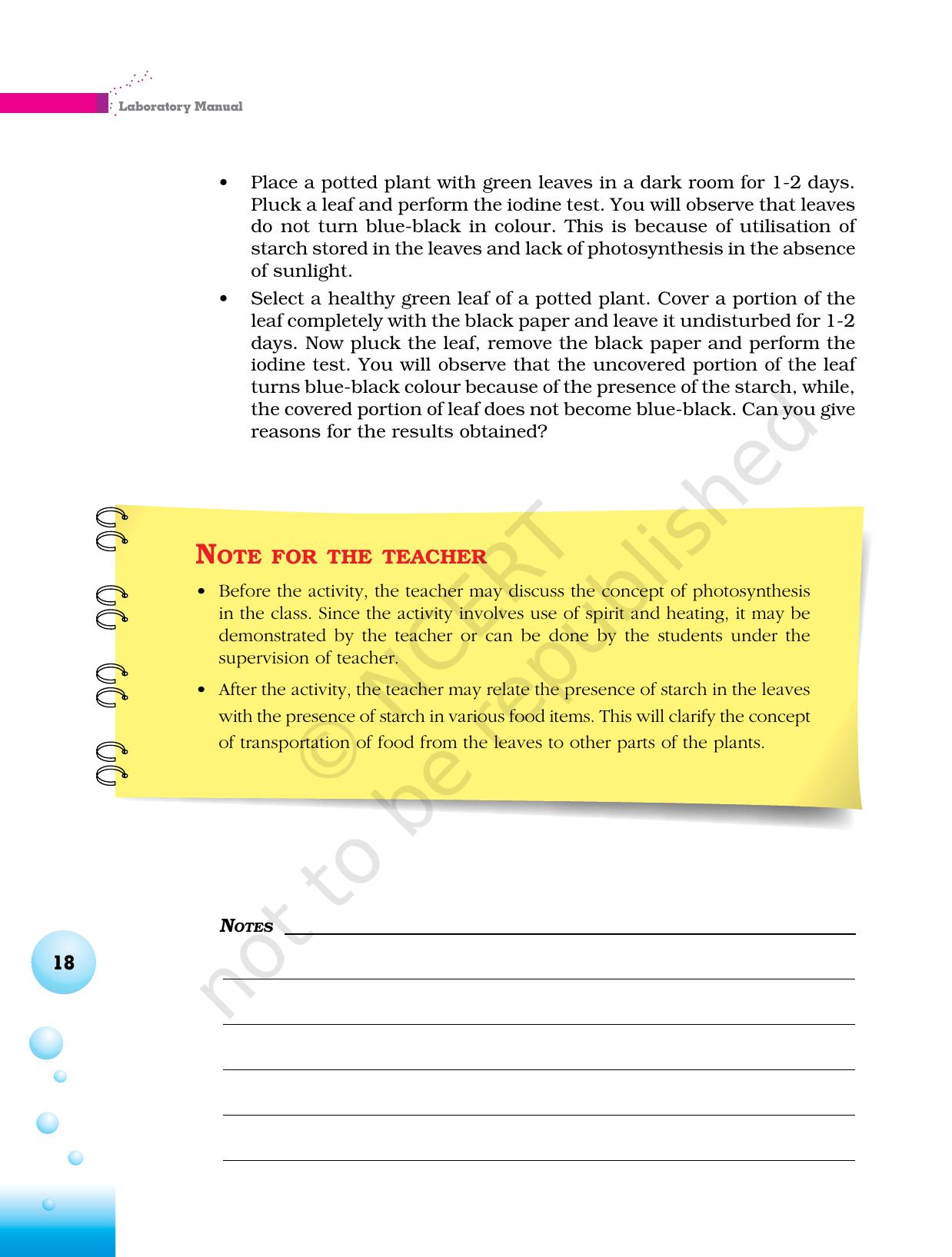 NCERT Laboratory Manuals for Class VI to VIII Science - Theme 1- Food - Page 14
