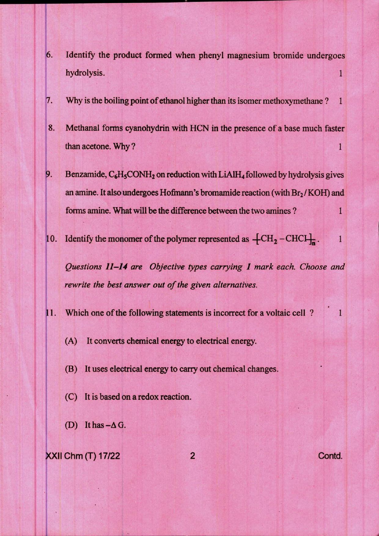 COHSEM 12th Question Papers 2022 Chemistry - Page 2