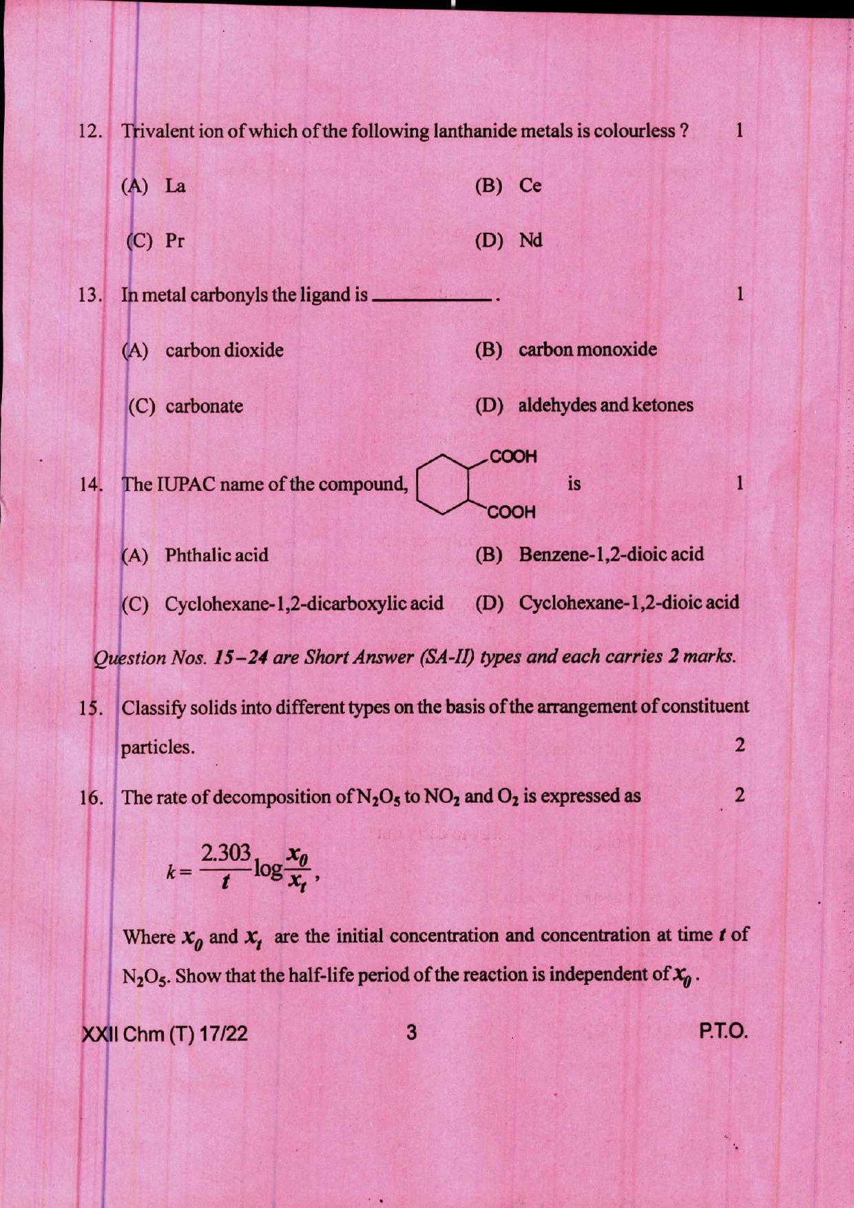 COHSEM 12th Question Papers 2022 Chemistry - Page 3