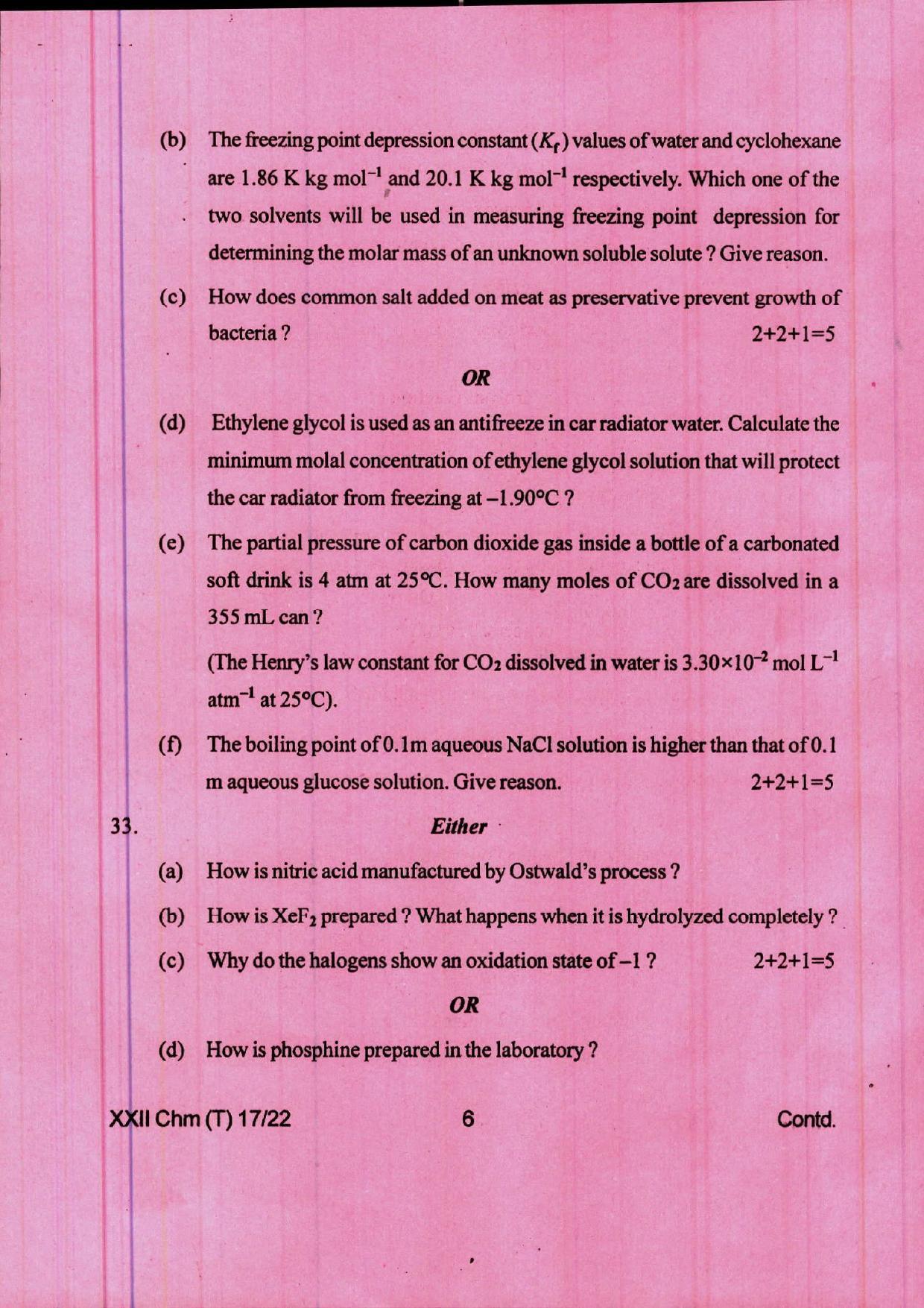 COHSEM 12th Question Papers 2022 Chemistry - Page 5