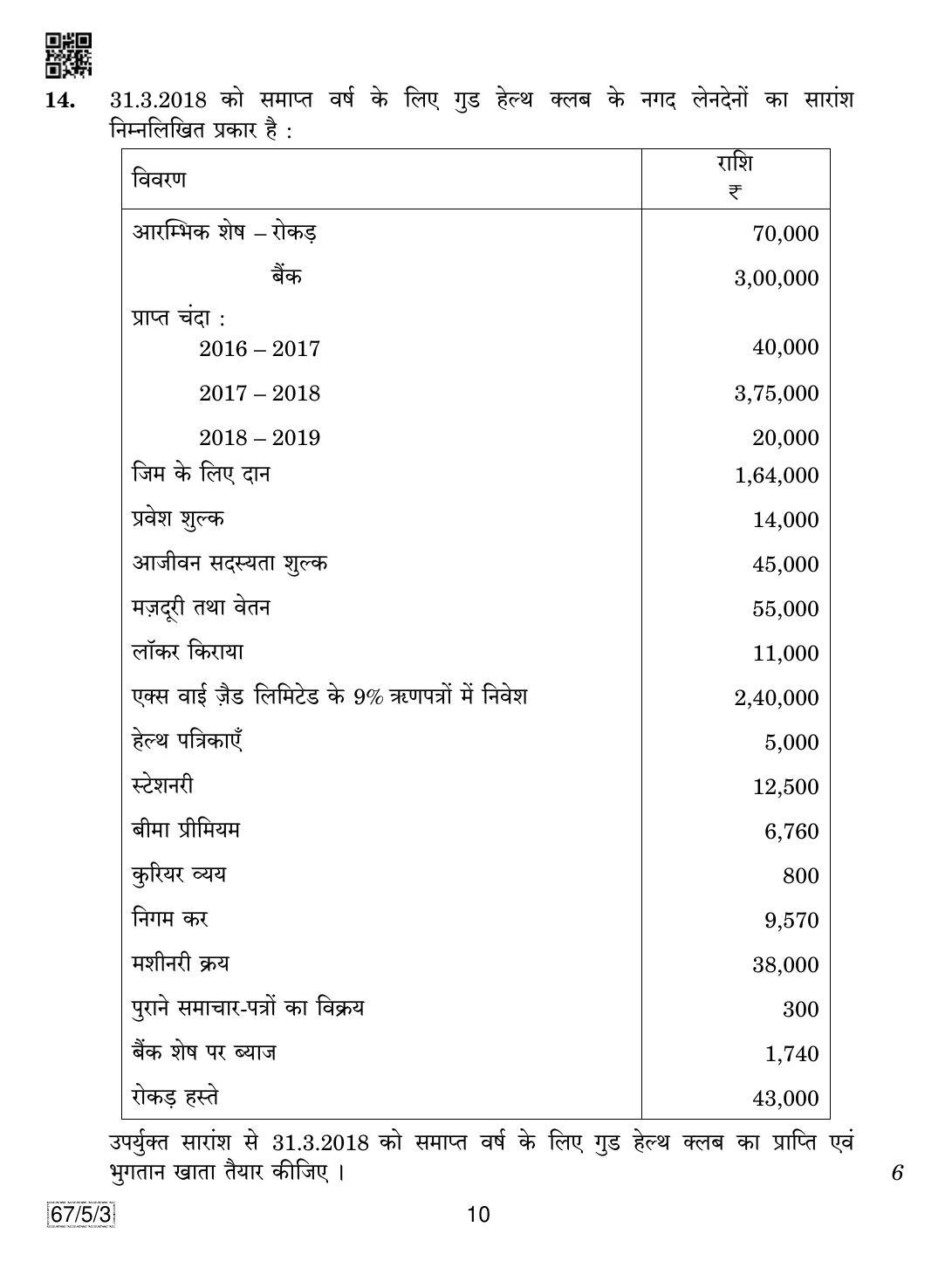 CBSE Class 12 67-5-3 Accountancy 2019 Question Paper - Page 10