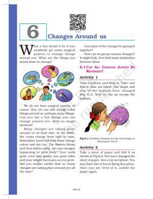 NCERT Book for Class 6 Science: Chapter 6-Changes Around Us