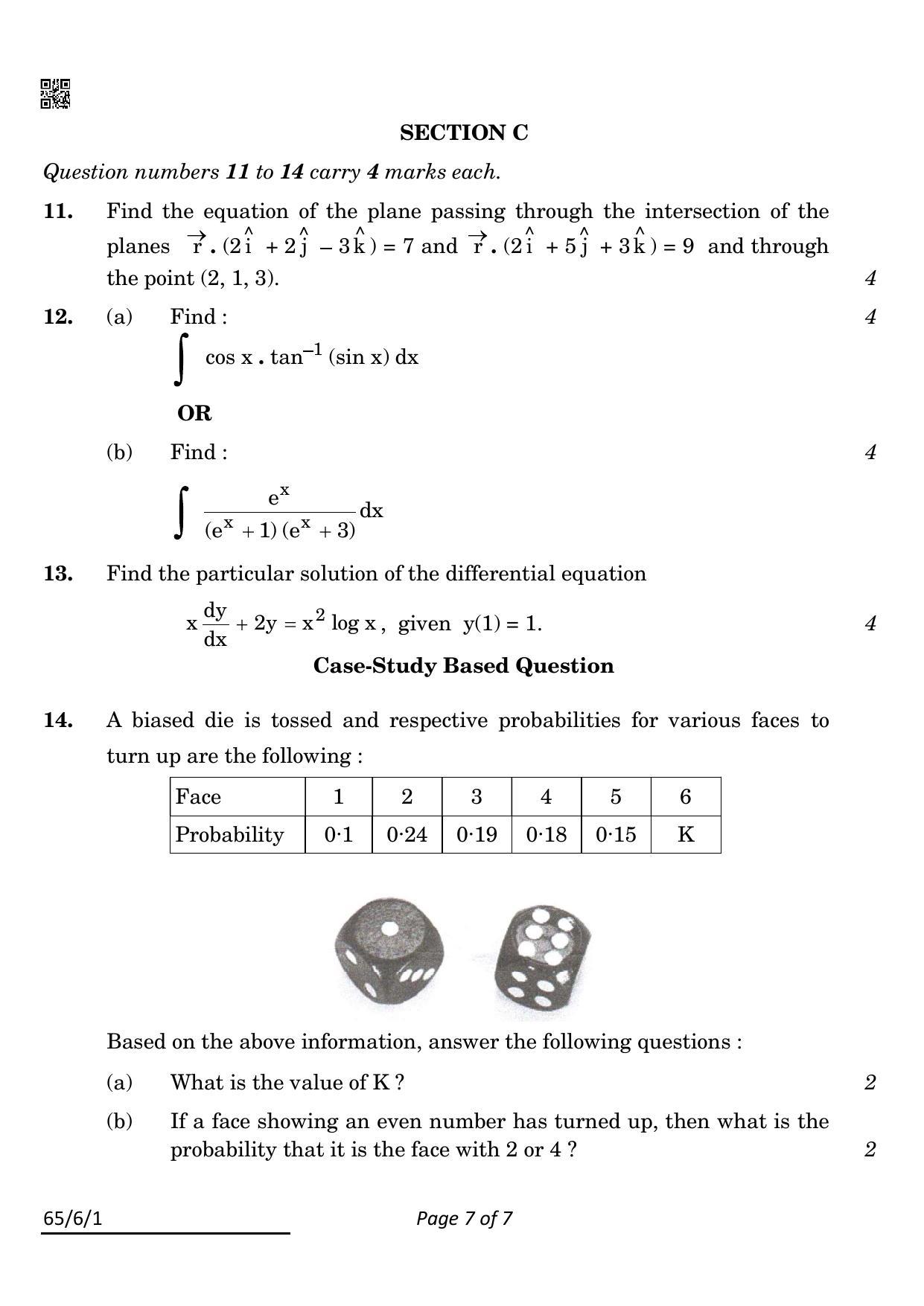 CBSE Class 12 65-6-1 MATHS 2022 Compartment Question Paper - Page 7