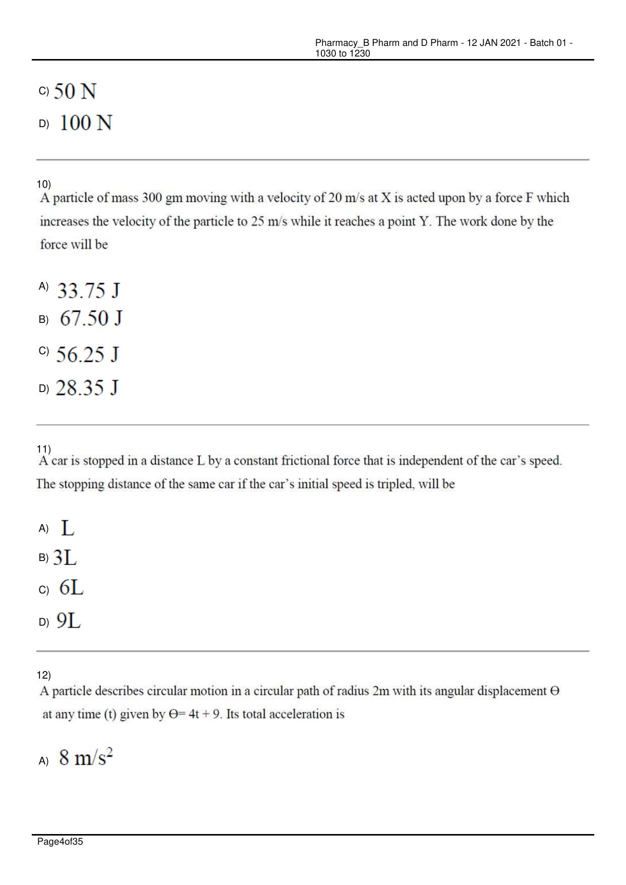 RUHS Pharmacy (BD) 2021 Question Papers with Answer Key - Page 4