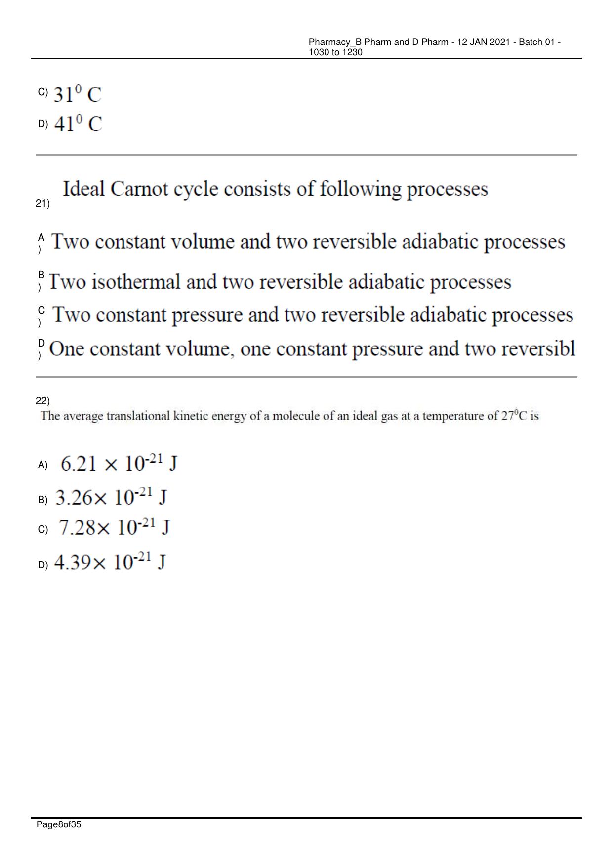 RUHS Pharmacy (BD) 2021 Question Papers with Answer Key - Page 8