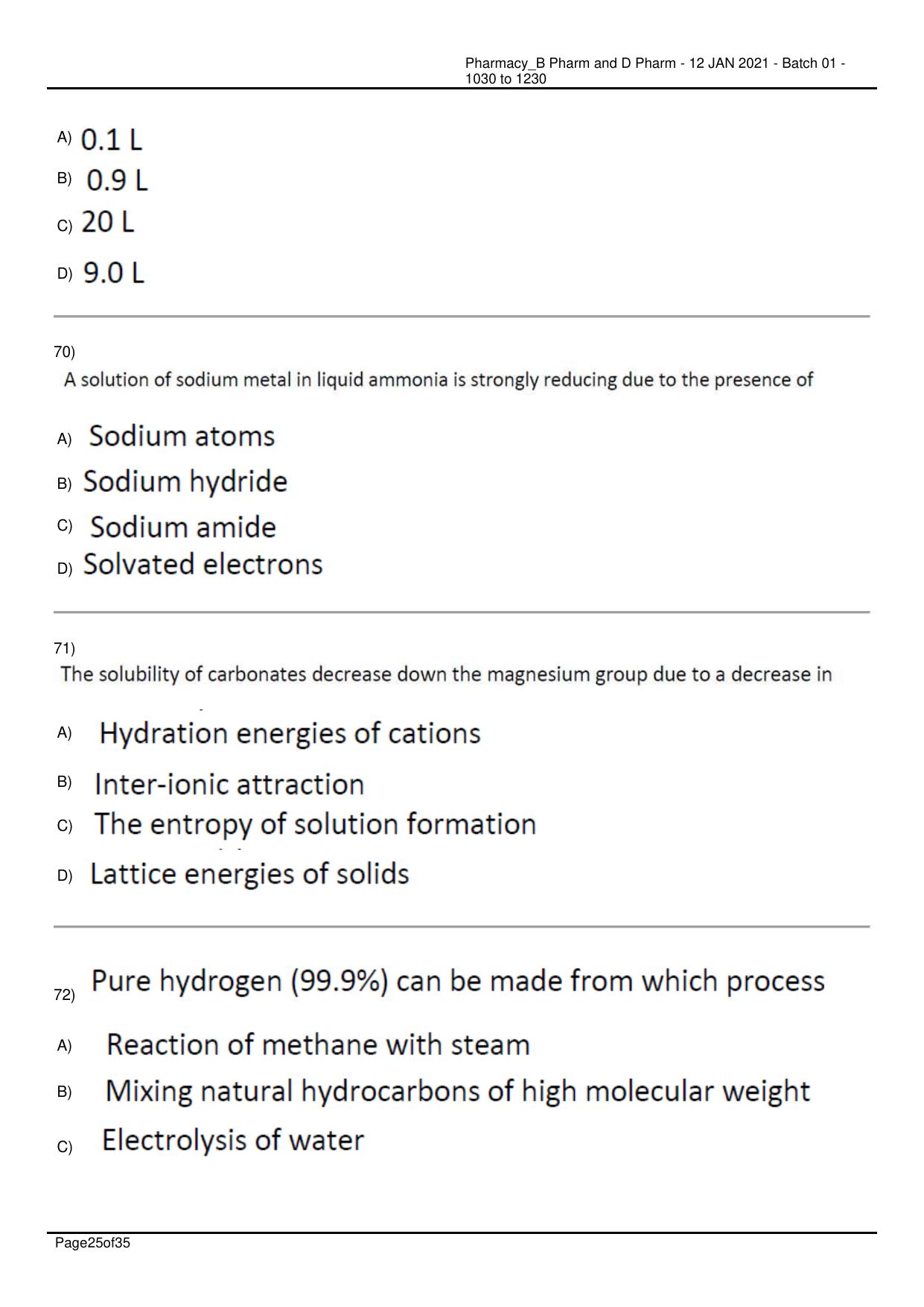 RUHS Pharmacy (BD) 2021 Question Papers with Answer Key - Page 25