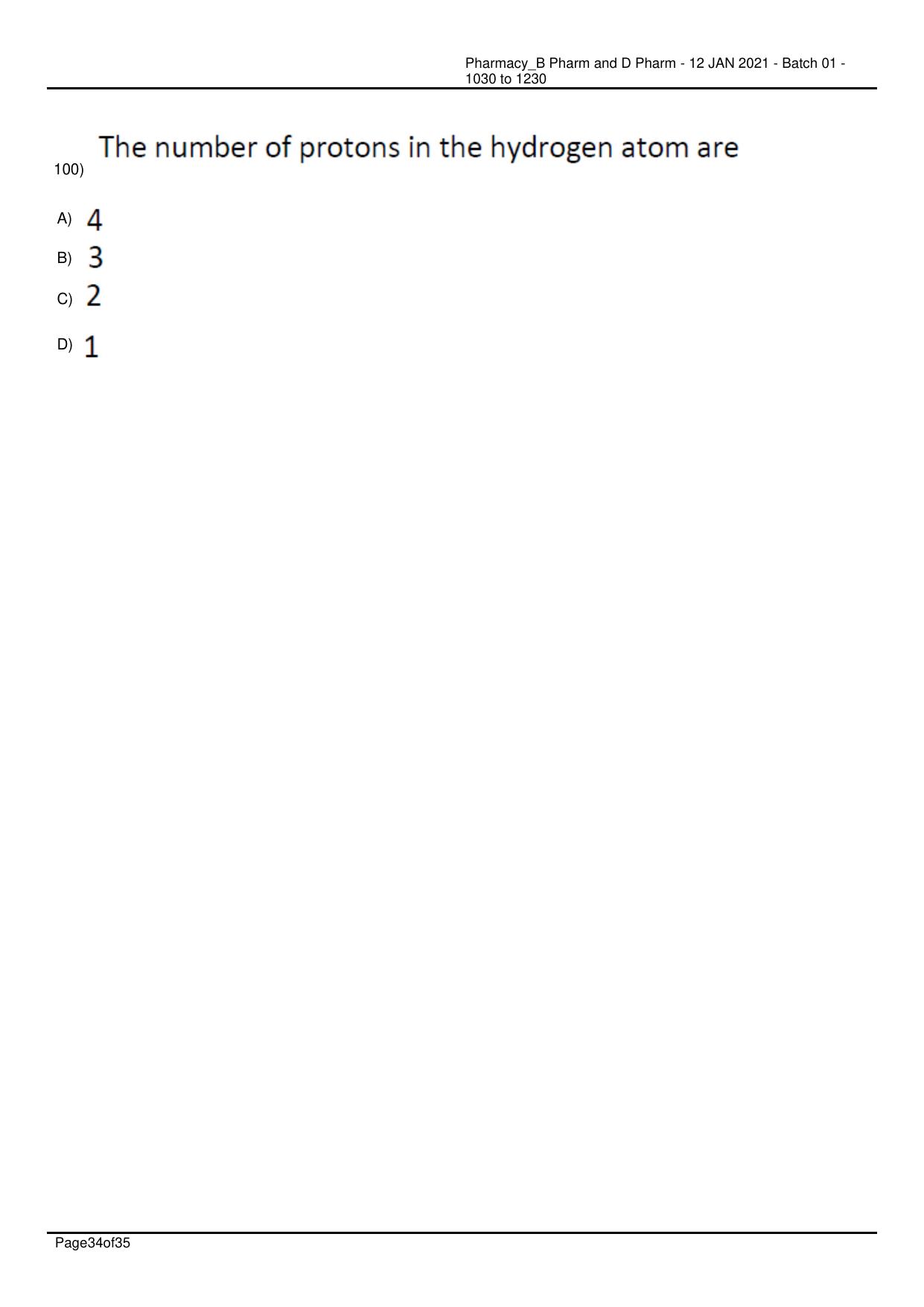 RUHS Pharmacy (BD) 2021 Question Papers with Answer Key - Page 34
