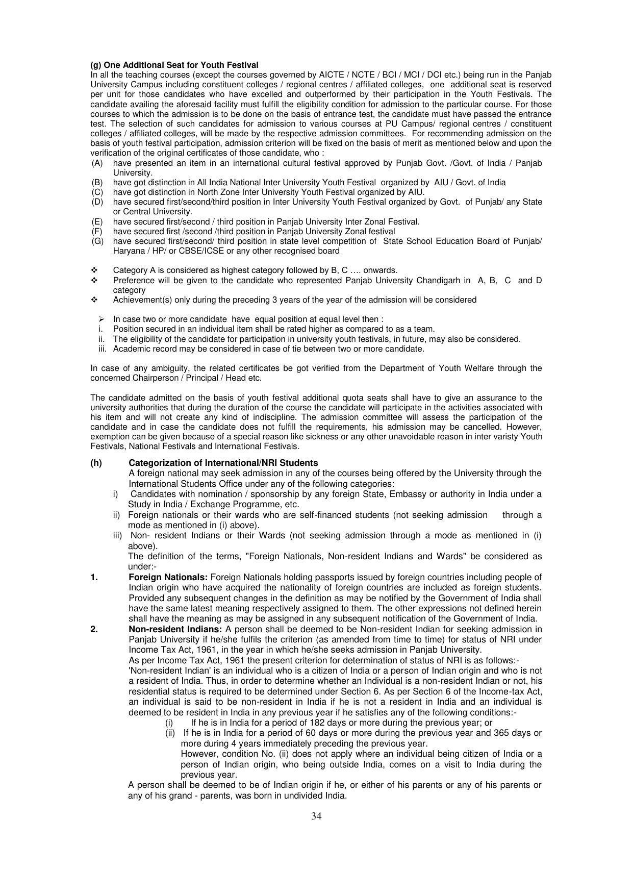 Panjab University, Chandigarh PG Prospectus 2021 - Page 34