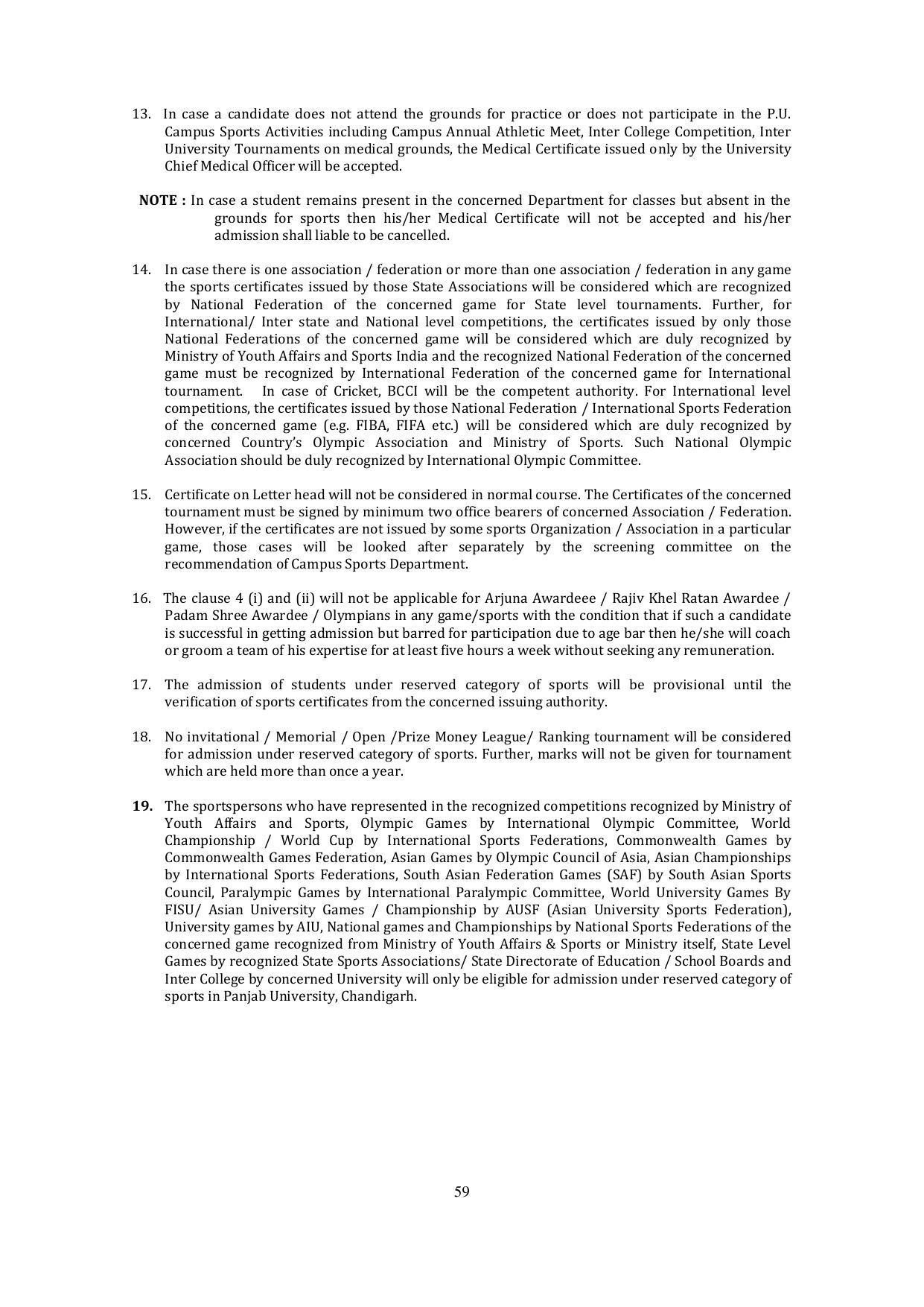 Panjab University, Chandigarh PG Prospectus 2021 - Page 59