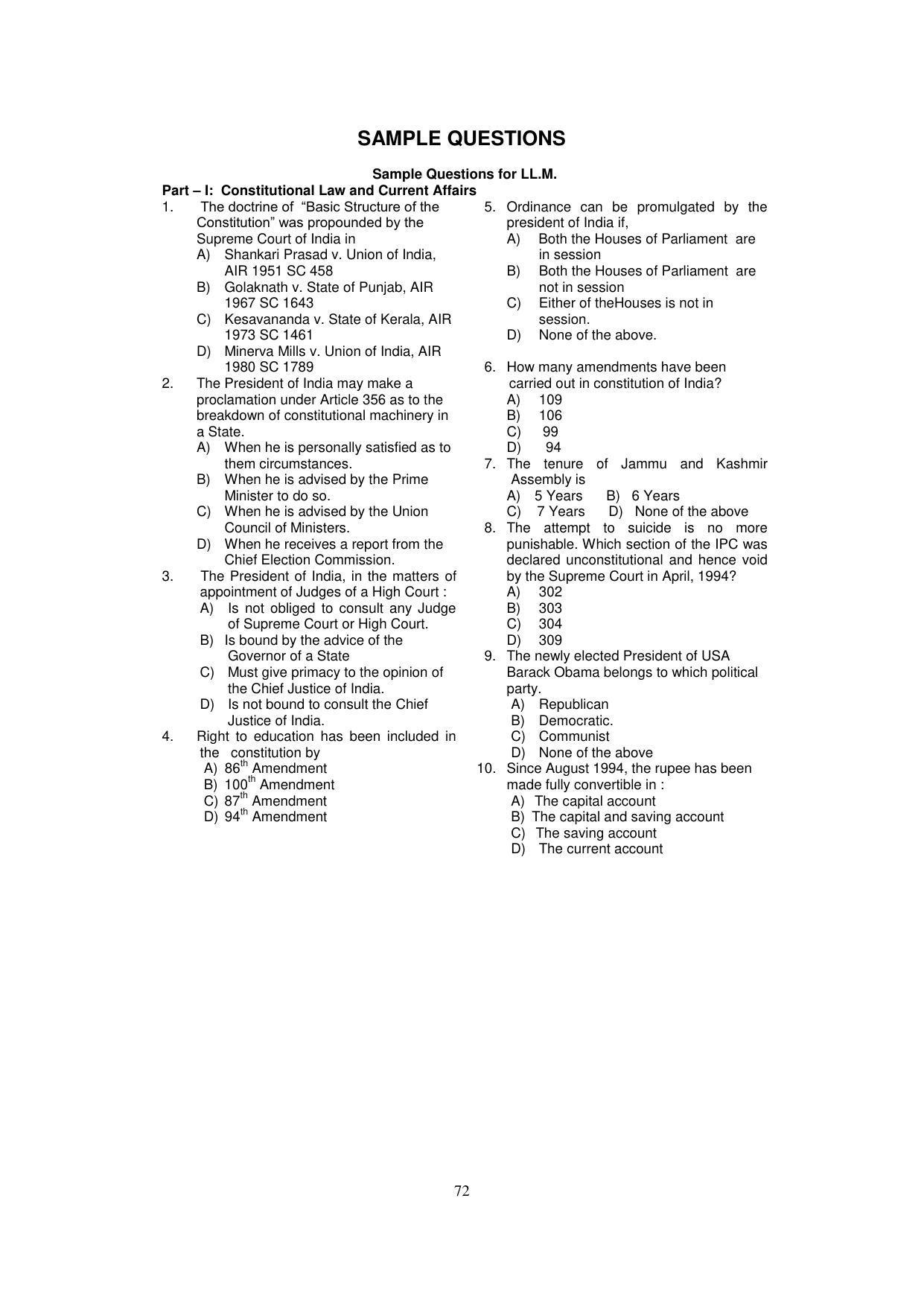 Panjab University, Chandigarh PG Prospectus 2021 - Page 72
