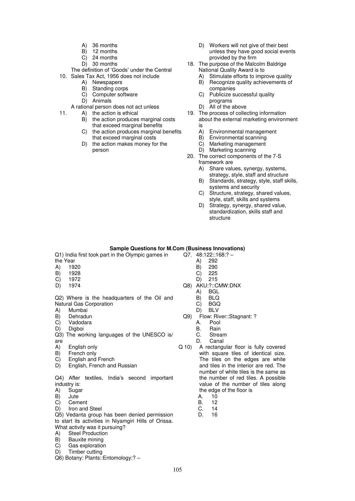 Panjab University, Chandigarh PG Prospectus 2021 - Page 105