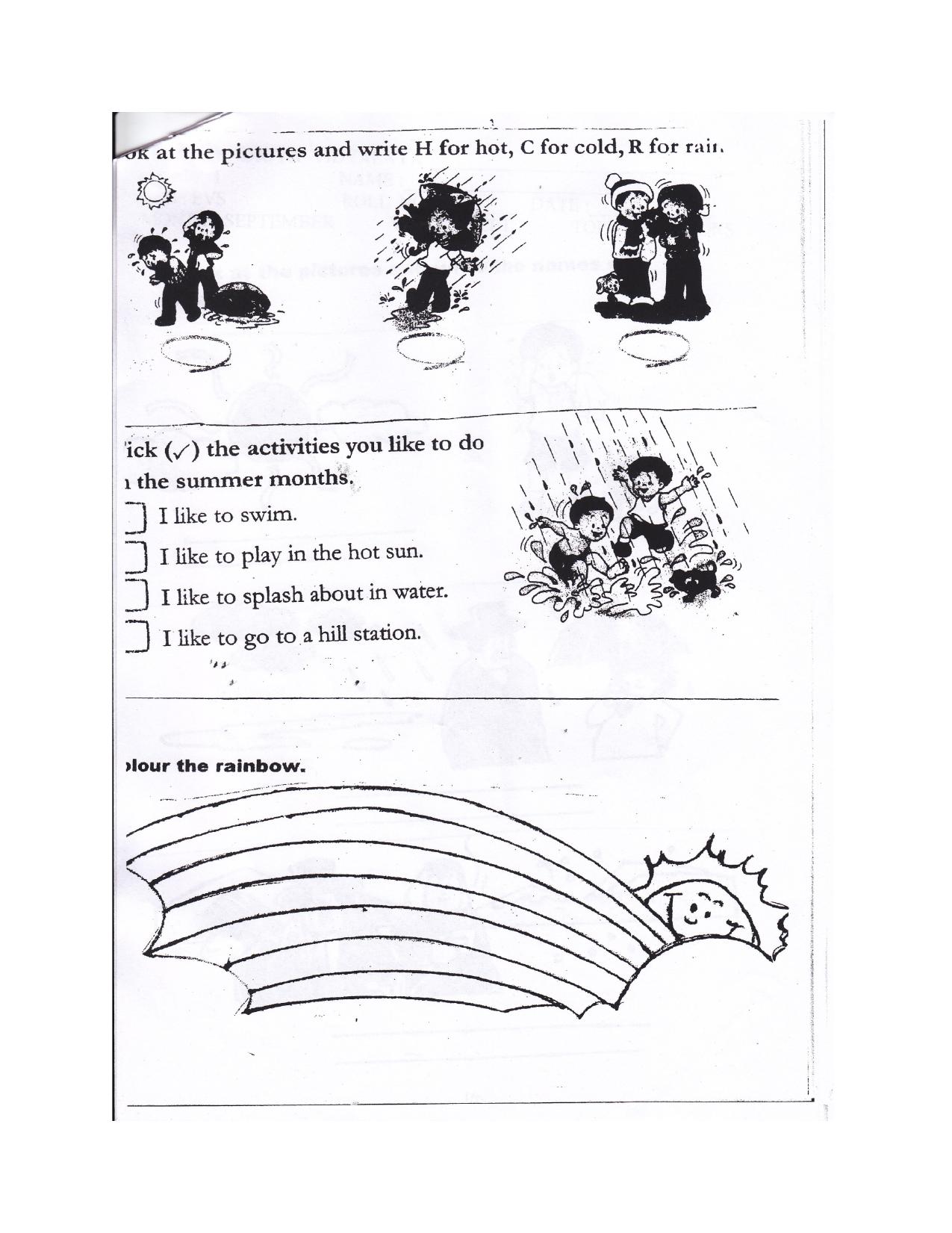 Worksheet for Class 1 EVS Seasons Assignment 1 - Page 2