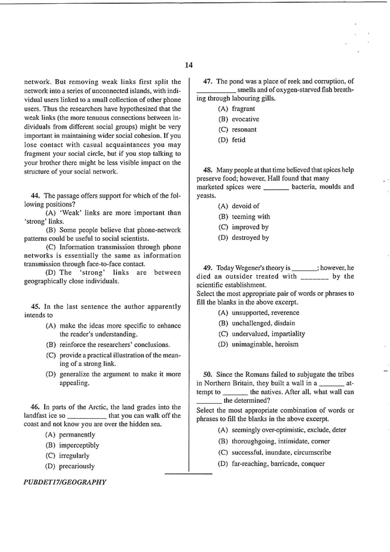 PUBDET 2017 Geography Question Papers - Page 14