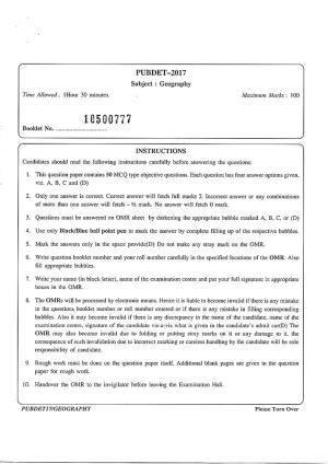 PUBDET 2017 Geography Question Papers