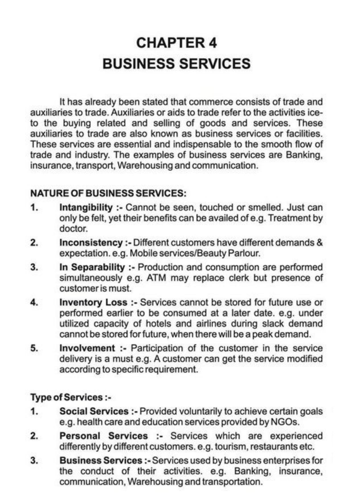 Class 11 Notes, Question & Practice Paper - Business Studies (Topic 4 : Business Services) - Page 2