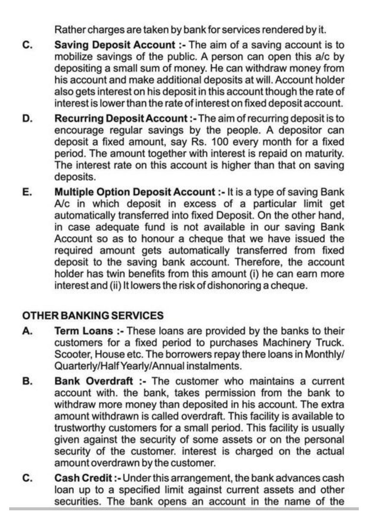Class 11 Notes, Question & Practice Paper - Business Studies (Topic 4 : Business Services) - Page 5