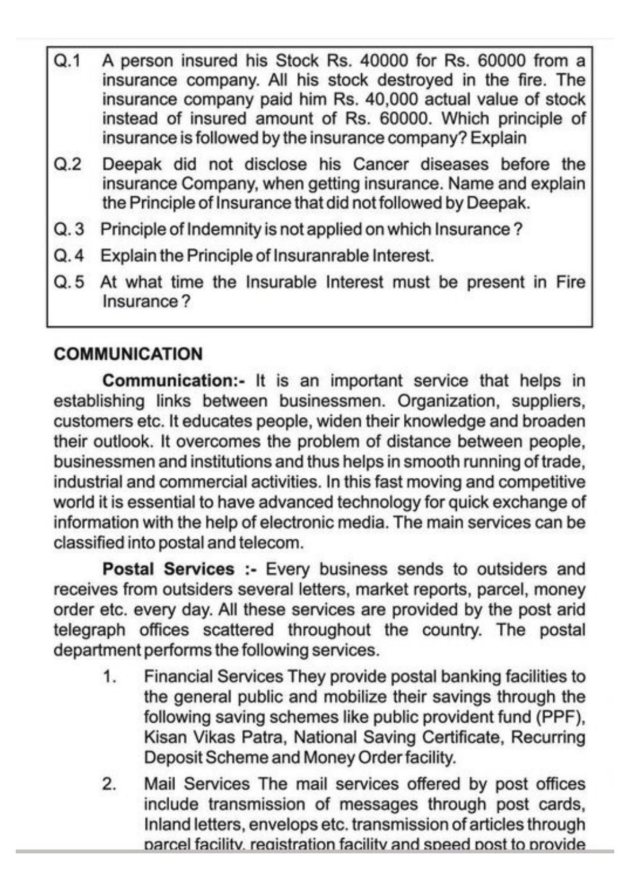 Class 11 Notes, Question & Practice Paper - Business Studies (Topic 4 : Business Services) - Page 12