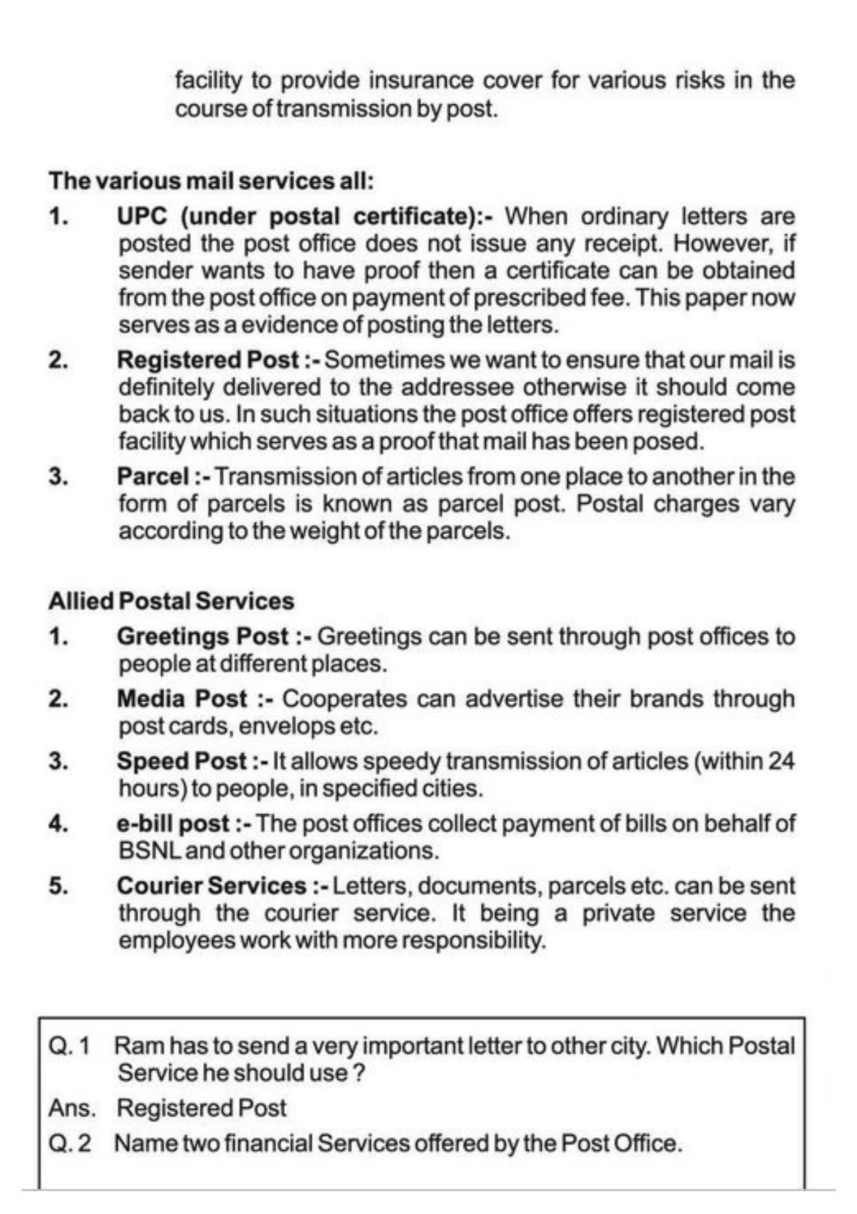 Class 11 Notes, Question & Practice Paper - Business Studies (Topic 4 : Business Services) - Page 13