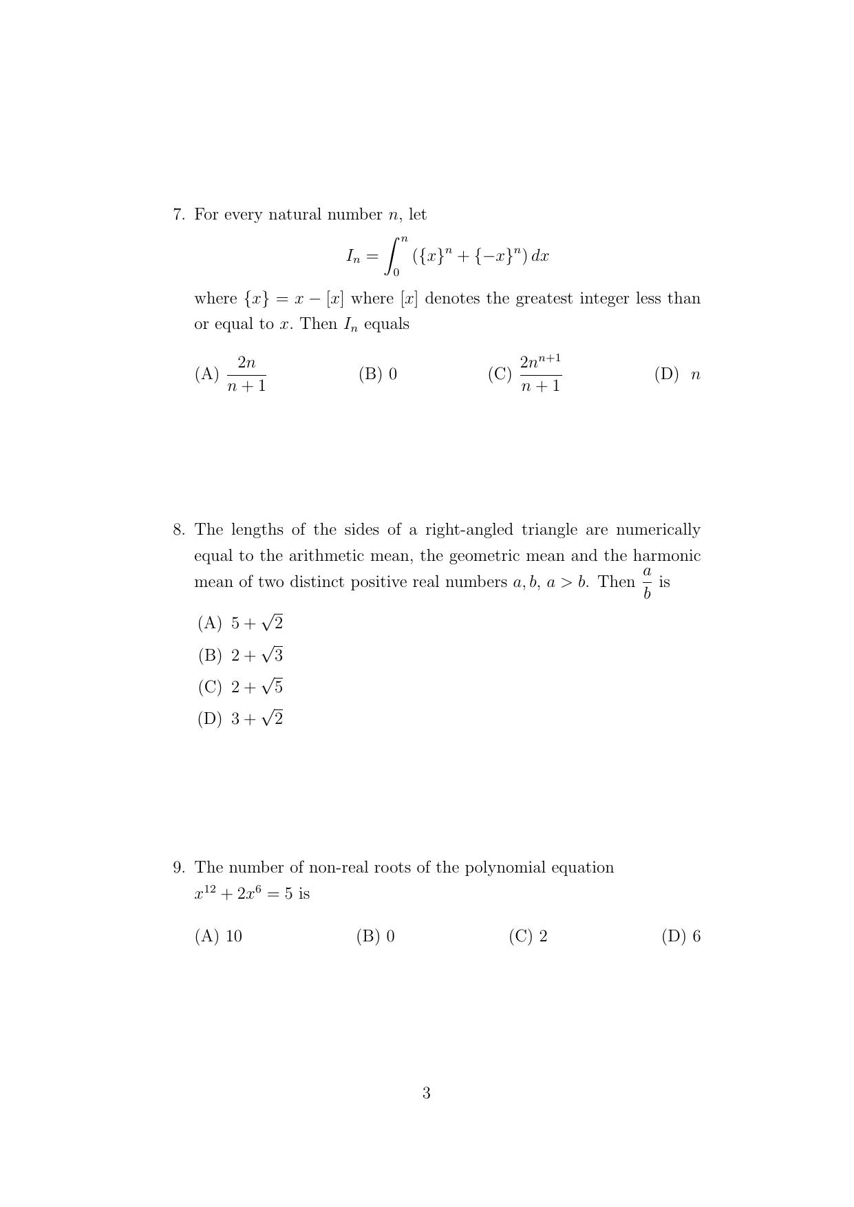 ISI Admission Test M.Stat.PSA 2021 Sample Paper - Page 3
