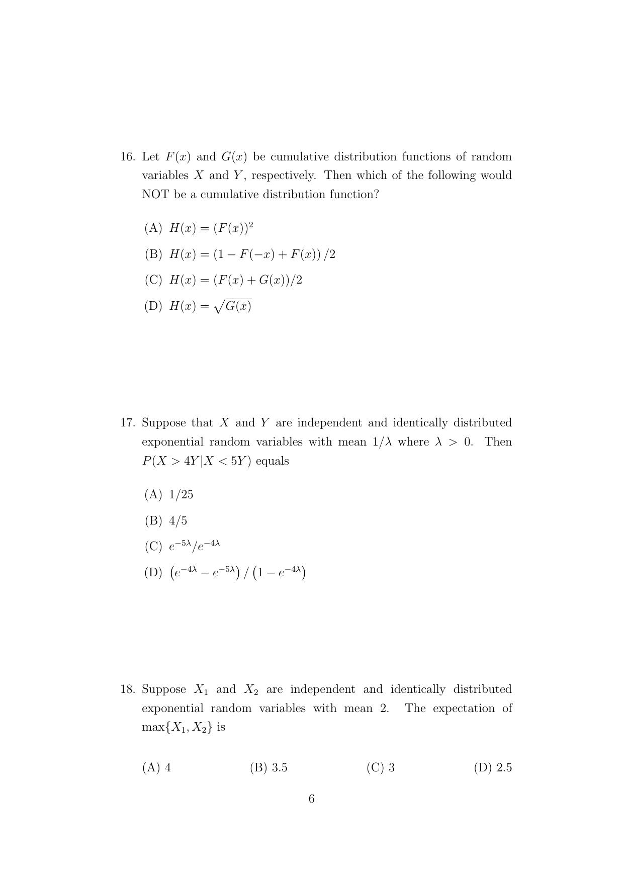 ISI Admission Test M.Stat.PSA 2021 Sample Paper - Page 6