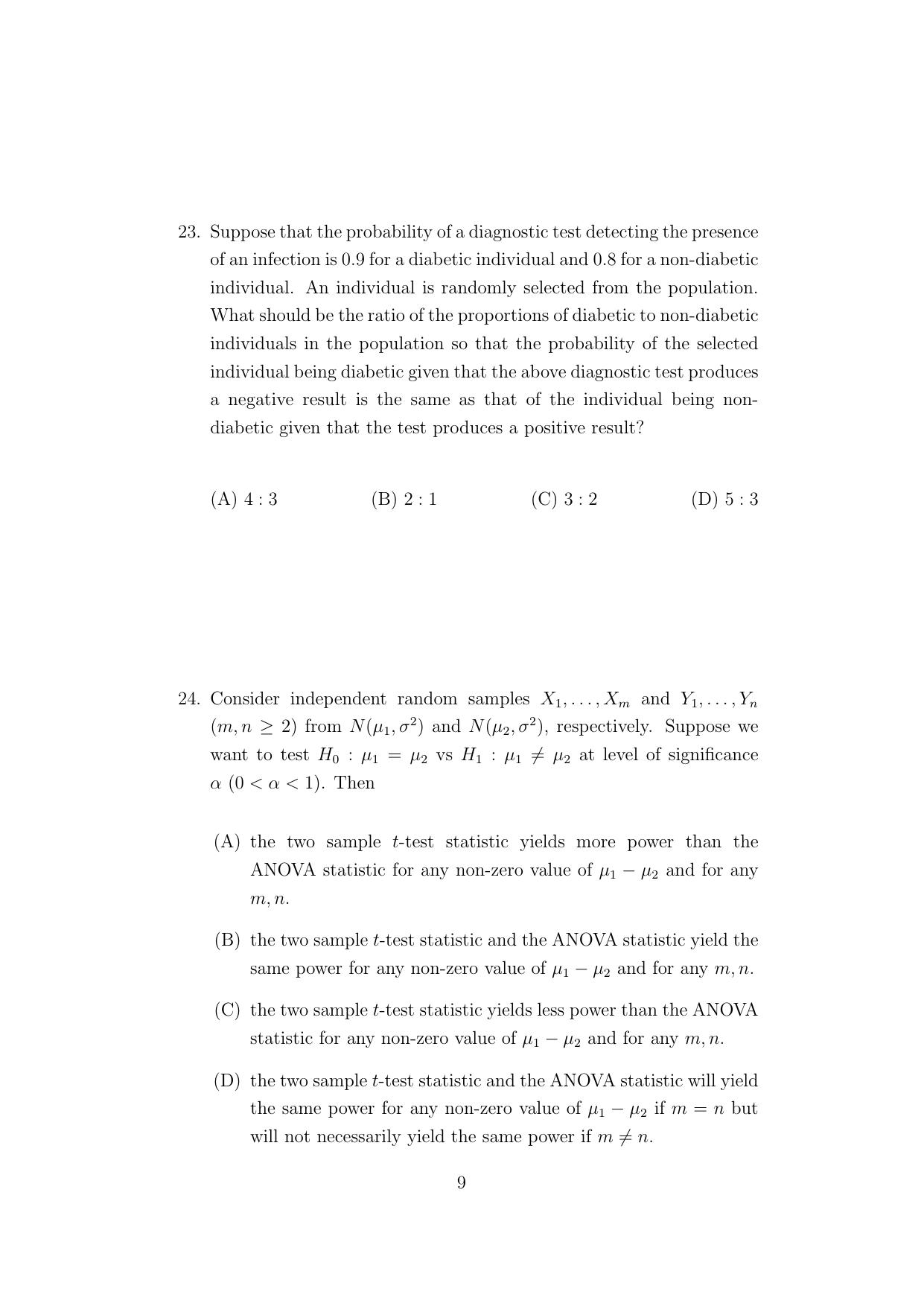ISI Admission Test M.Stat.PSA 2021 Sample Paper - Page 9