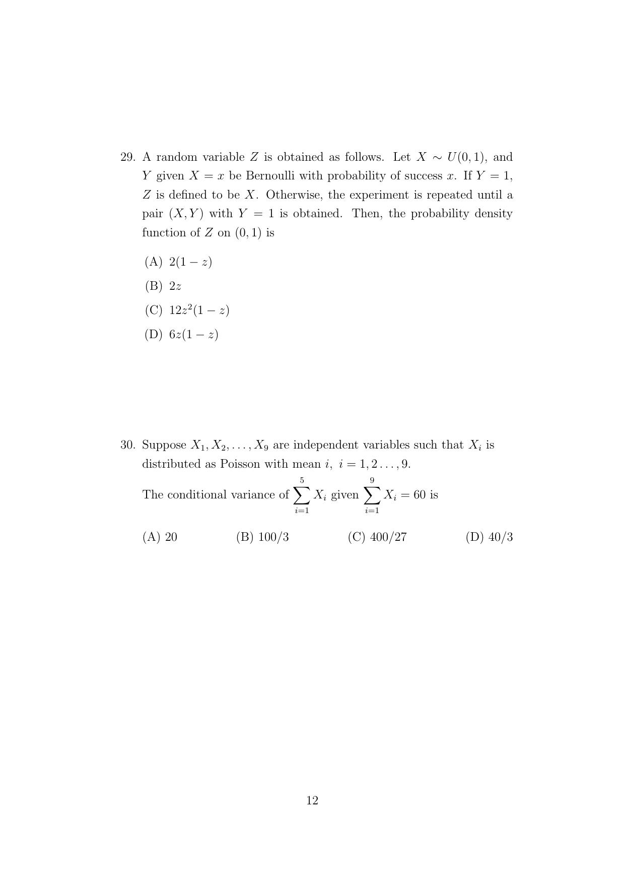 ISI Admission Test M.Stat.PSA 2021 Sample Paper - Page 12