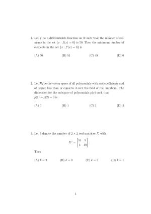 ISI Admission Test M.Stat.PSA 2021 Sample Paper