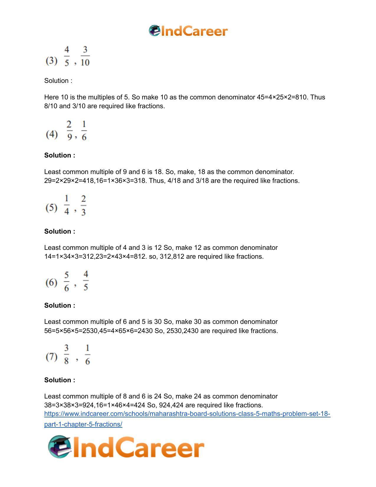 Maharashtra Board Solutions Class 5-Maths (Problem Set 18) - Part 1: Chapter 5- Fractions - Page 3