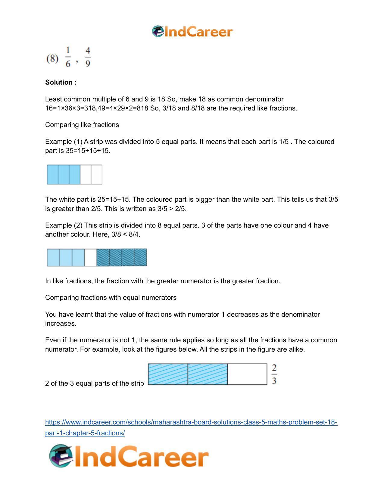 Maharashtra Board Solutions Class 5-Maths (Problem Set 18) - Part 1: Chapter 5- Fractions - Page 4