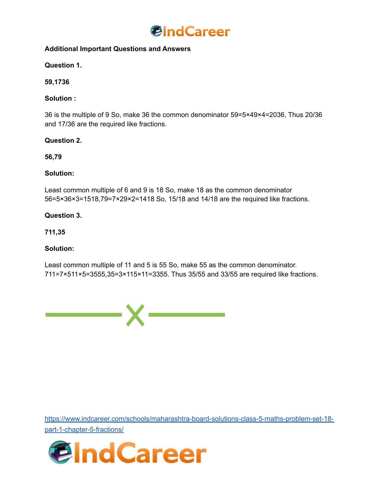 Maharashtra Board Solutions Class 5-Maths (Problem Set 18) - Part 1: Chapter 5- Fractions - Page 6