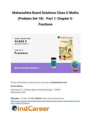 Maharashtra Board Solutions Class 5-Maths (Problem Set 18) - Part 1: Chapter 5- Fractions