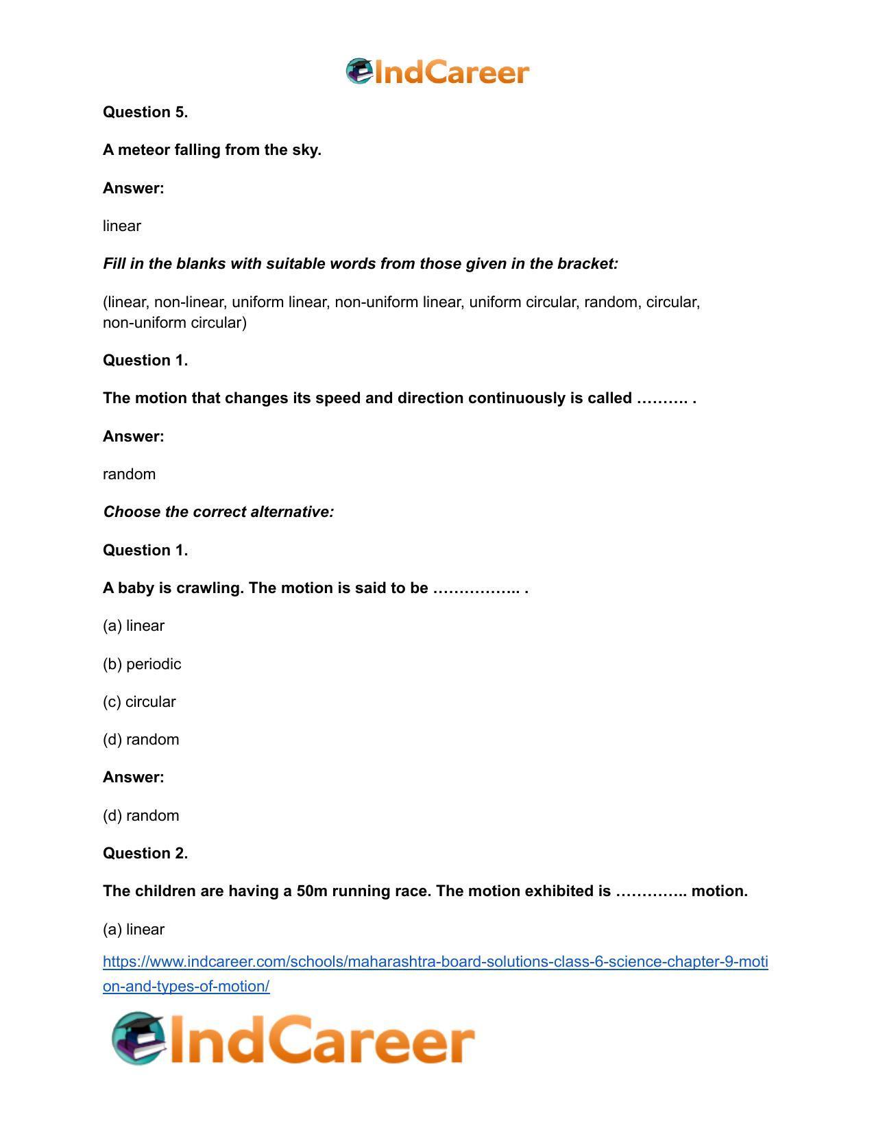 Maharashtra Board Solutions Class 6-Science: Chapter 9- Motion and Types of Motion - Page 9