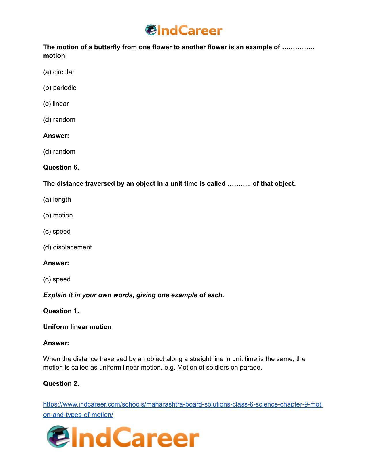 Maharashtra Board Solutions Class 6-Science: Chapter 9- Motion and Types of Motion - Page 11