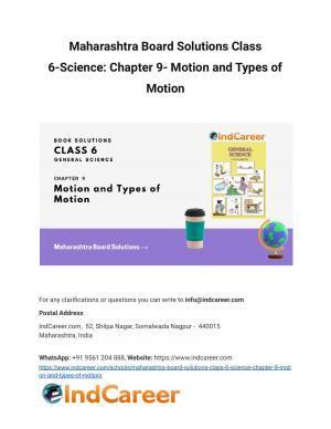 Maharashtra Board Solutions Class 6-Science: Chapter 9- Motion and Types of Motion