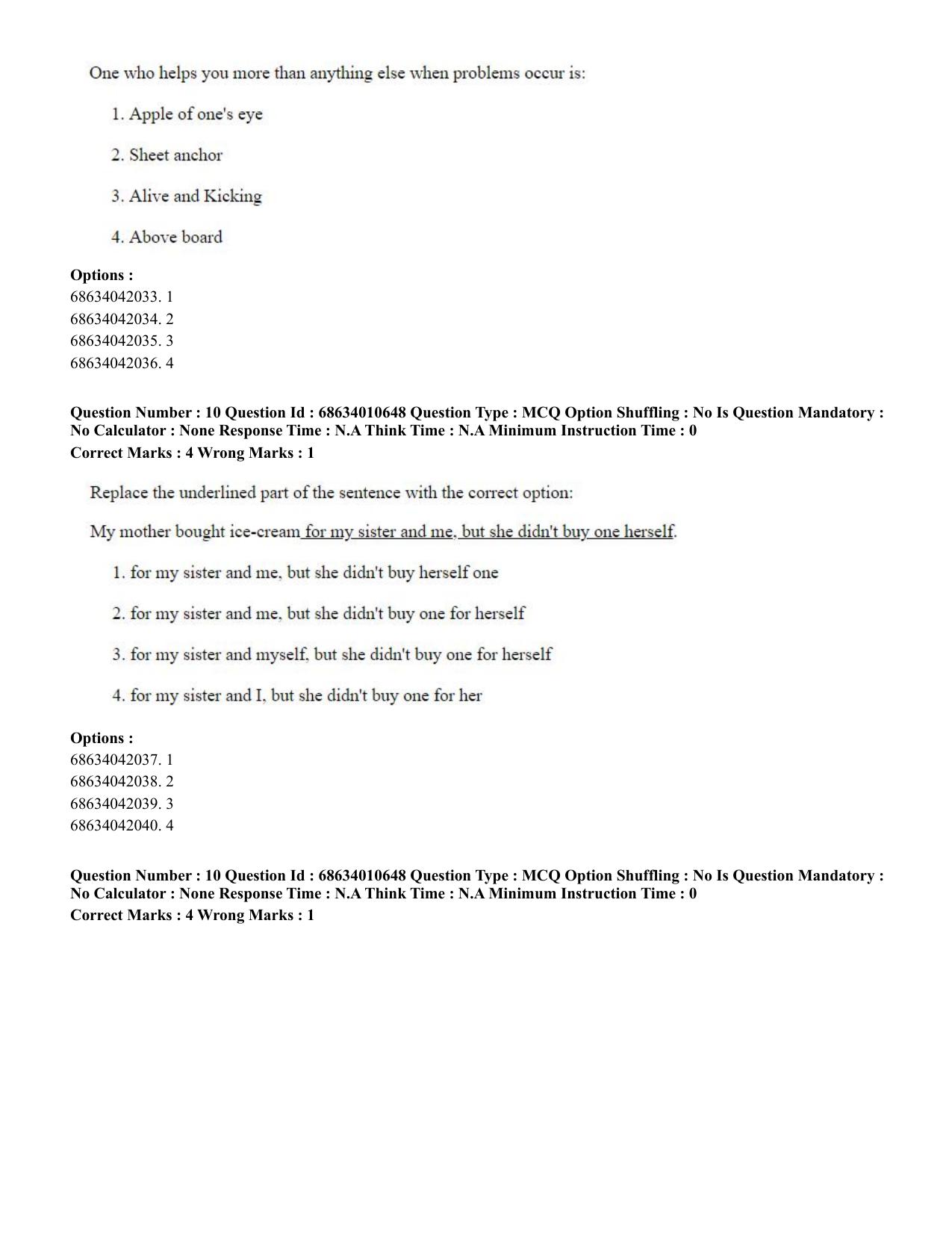CUET PG 2023:COQP15 – M.Ed. (Eng.)-Shift 1 (09-06-2023) Question Paper - Page 10